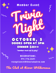 Trivia Night member event at River Wilderness.