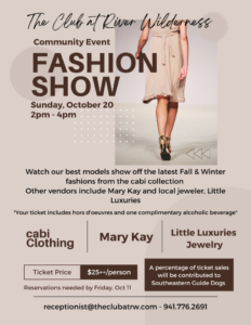 Fashion show event announcement and details.