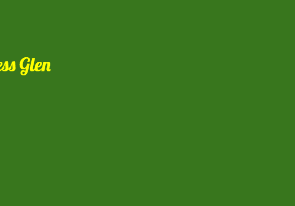 Cypress Glen text on green background.