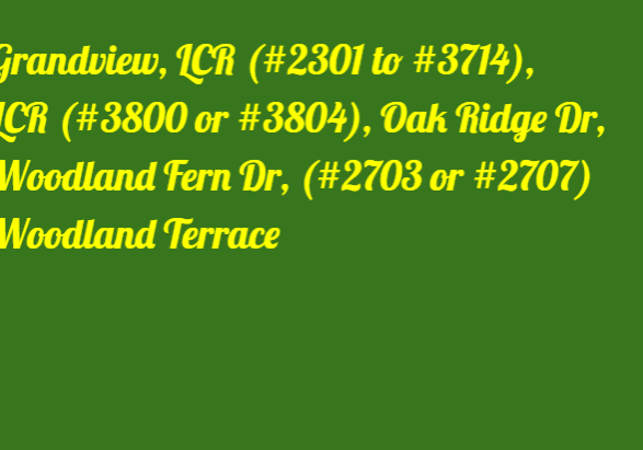 Text listing various streets and locations.