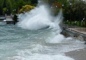 Waves dramatically splash the Florida coast