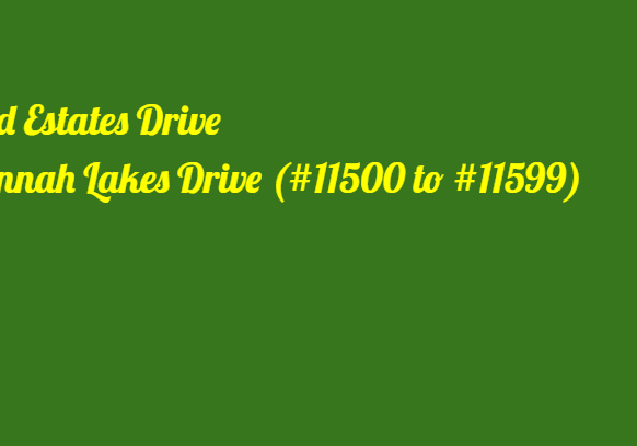 Street names and numbers on a green background.